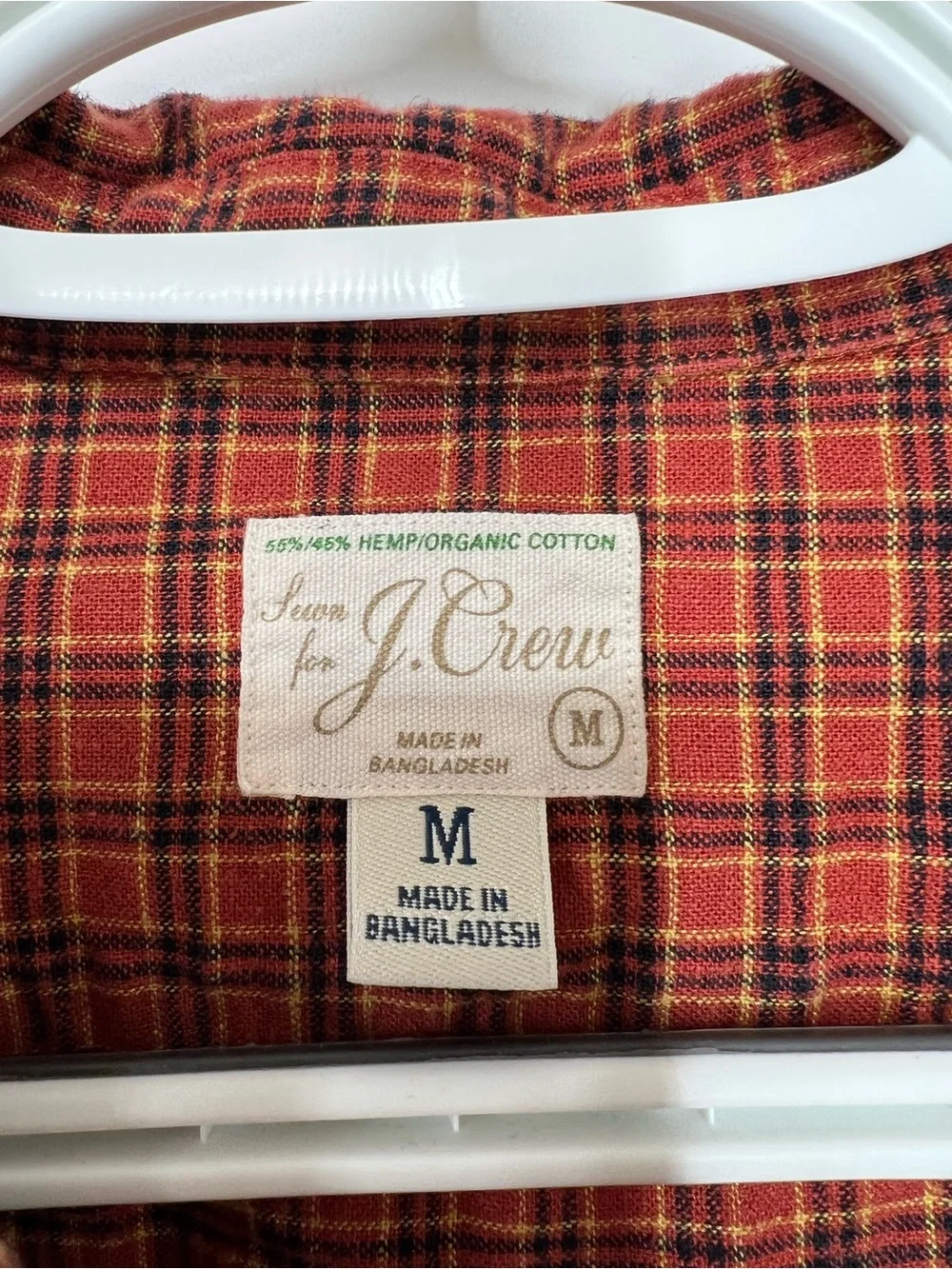 J. Crew Orange and Black Plaid Button-Down Shirt